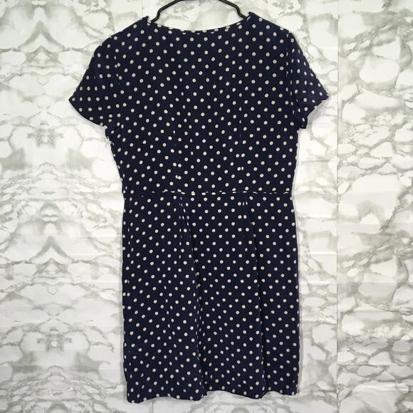 MADEWELL BROADWAY & BROOME 100% SILK NAVY POLKA DOT MINI DRESS‎ 8 PREPPY - Picture 2 of 11